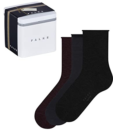 FALKE dam Strumpor Happy Giftbox Uni Multipack W So bomull enfärgat 3 par, Flera färger Black Navy Blue Dark Grey 0050, 39-42