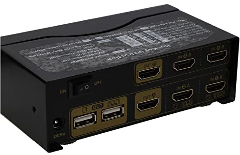 kenable 2 Port DUAL SCREEN HDMI 2.0 KVM Switcher Box 4K 60Hz with Cables Remote Control