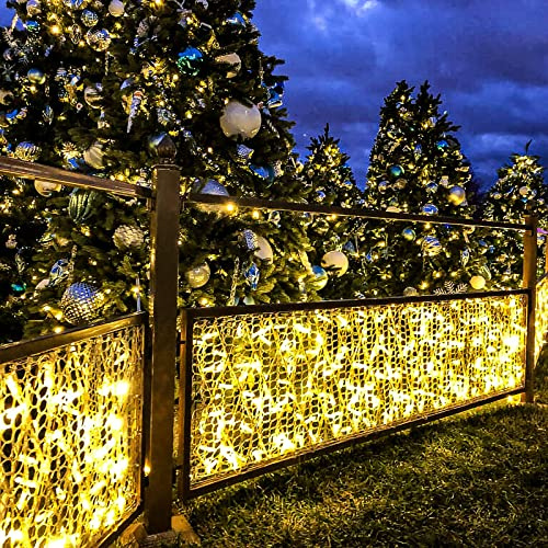 Randaco LED Lichternetz 2x2m 204LEDs Lichterkette Lichterkettennetz 8Modi Lichtervorhang mit Stecker für Innen und Außen Dekoration, Warmweiß