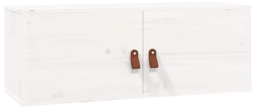 vidaXL Wandschrank, Hängeschrank mit viel Stauraum, Schwebeschrank für Wohnzimmer, TV Schrank Wohnzimmerschrank Holzschrank, Weiß Massivholz Kiefer