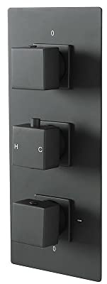 MILANO 3 Outlet Diverter Thermostatic Concealed Mixer Shower Valve Black