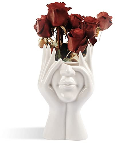 CEMABT Gesichtsvase, Blumenvase, Schreibtischdekoration, Keramik-Körpervase, weibliche Form, moderne Dekoration, kleine Vase, Bücherregal