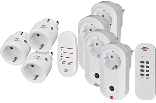 Brennenstuhl Comfort-Line Funksteckdosen-Set Mini 3+1, 3er Funkschalt-Set weiß & Funkschalt-Set RC CE1 4001, 4er Funksteckdosen Set weiß