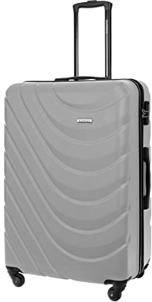 BARRENS Großer Koffer | Aufgabegepäck | 77x51x30 cm | 96 L | 4x360 Grad Rollen | Flexibler Griff | Hartschalenkoffer | Airline-kompatibel | Grau