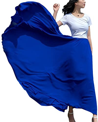 Damen Chiffon Maxirock Hohe Taillen 540 Grad Großer Swing Röcke Freizeitrock Einfarbig Langer Rock Ballsaal Ballett Latein Tanzrock Tänzerin Tanzkostüm Frauen Bauchtanz Rock Performance Kleidung