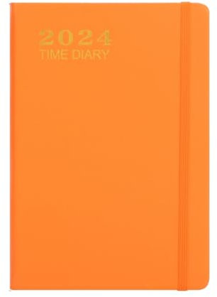 Simpls Taschenplaner 2024, Kalender 2024, Wochen- und Monatsplaner mit Tasche, Elastischem Verschluss, Notizseiten, Monatsregisterkarten in Orange