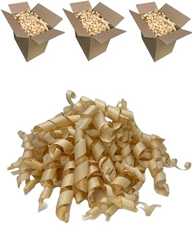 BUNBAN Nadelholz Hobelspäne Handmade nachhaltige rustikale Verpackung oder Dekoration hauchdünne Holzlocken (3 Kartons Nadelholz)