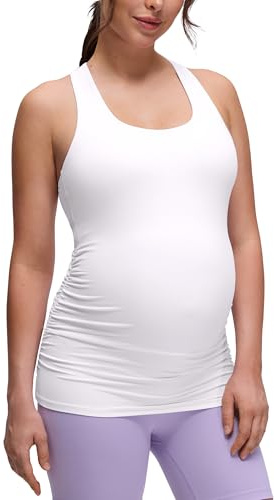 CRZ YOGA Maternidad Top Tirantes Espalda Raqueta | Butterluxe, Apoyo Ligero, Extraíbles, Yoga, Súper Suave, Frunces Laterales, Correas Anchas, Embarazo y Posparto