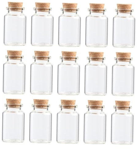 Kleiner Wunschflasche aus Glas mit Korken, 20ml, Khaki