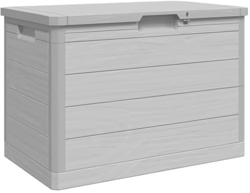VidaXL Baúl para Cojines de Jardín - Polipropileno Gris 77,5x44,5x53 cm - Contenedor y Caja de Almacenaje