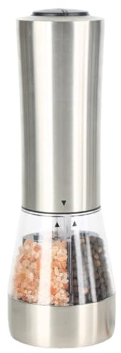 mansH Electric Salt and Pepper Mill Set, 2 in 1 Rechargeable Salt and Pepper Mill Set, Electric Salt and Pepper Mill with Adjustable Coarseness, , Easy to Use, 7 x 21.5 cm