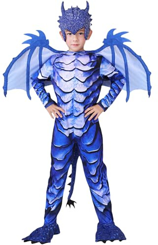XIEXIESHER Drachenkostüm für Kinder, Kostüm Flugsauren, Unisex, Drachenwindelanzug, Tieranzug für Kinder von 4-6 Jahren, Jungen, Mädchen, Karneval, Halloween, Cosplay (110 cm)