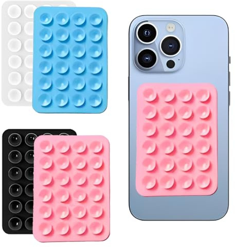 EIHI ventosa per telefono, ventose in silicone, supporto quadrato a ventosa, ventosa per cellulare su un lato in silicone, adatto per telefoni cellulari, power bank e guida, 4 pezzo