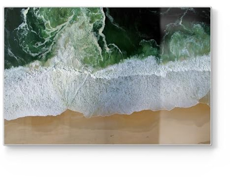 DEQORI Schneidebrett aus Glas | groß 30x20 cm | Motiv Kraft des Meeres | Design Schneideplatte für Küche | Frühstücksbrett antibakteriell & rutschfest | Glasplatte & Servierplatte