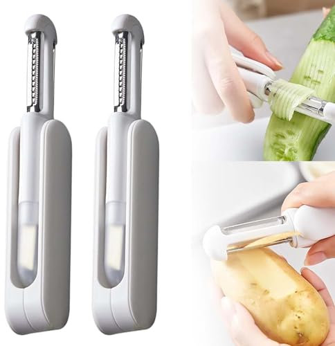 EnixwH 2 Pièces Éplucheur de Légumes en Acier Inoxydable, Eplucheur Pomme de Terre, Eplucheur Légumes, Epluche Pomme, Éplucheur Universel, Éplucheur de Tomates et Kiwis, Pour Fruits et Légumes