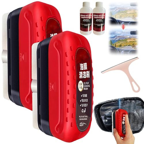 Ölabweisende Folie für Autoscheibe, Auto Öl Film Reinigungsbürste, Automotive Oil Film Cleaning Brush, Multifunktionale Kfz-öLfilm-ReinigungsbüRste, Ölfilm-Entferner für Windschutzscheiben (2PCS)