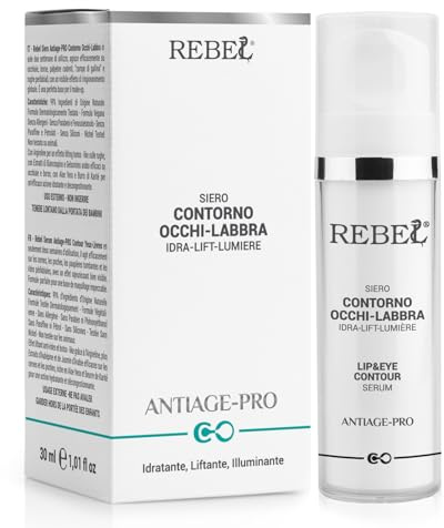Rebel EYE and LIP | Siero Contorno Occhi e Labbra Antietà | Illuminante, Idratante, Liftante | Specifico per Borse e Occhiaie | Con Argirelina ad Effetto BotoLike | 99% origine naturale | 30 ml Airles