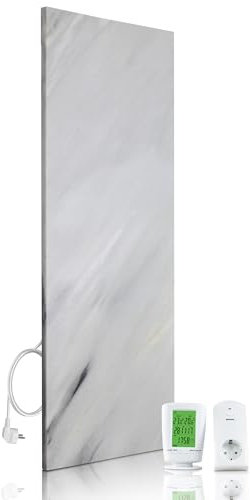 Marwona Calefactor de infrarrojos de piedra natural con termostato I 800 W I Bianco A-800 I Radiador Eléctrico de Pared Eficiente I 5 años de garantía I Calidad alemana