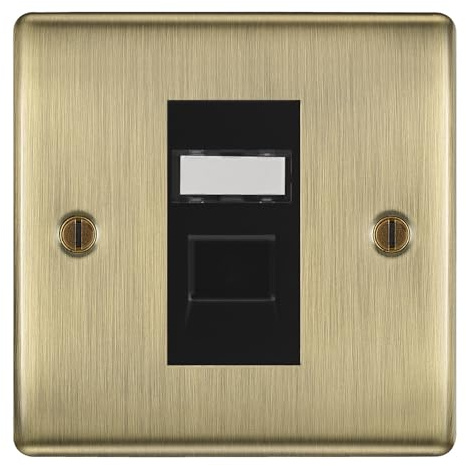 BG Nexus Metal Antique Brass Single 1 Gang RJ45 Data Socket Black Insert NABRJ451