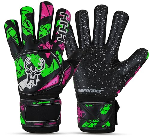 HHH Football Goalkeeper Gloves For Boys, Kids Youth Adult Soccer Goalie Gloves with 4mm Latex Finger Spine Protection Super Grip Palm Goalkeeping Gloves
