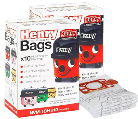Abbey Genuine Hepa-Flo Henry Hoover Bags for Henry, Hetty, Harry, James Vacuum Cleaners - 20 Pack (Cloth, Micro Filtration, Disposable, Odor Eliminating, Anti Allergen, Leak Proof)
