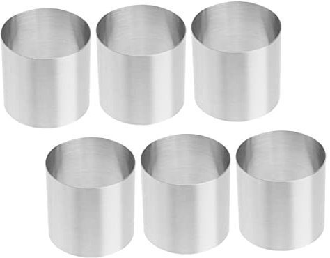 LABRIMP 6 Stück Runde Backformen Aus Edelstahl 5x5x5cm Antihaftbeschichtet Für Kuchen Mousse Und Kekse Polierte Oberfläche Sicher Langlebig Für Haushaltsbacken