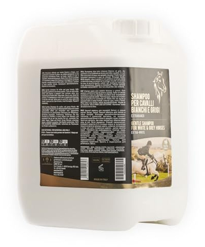 Linea 101 - Champú para caballos blancos, grises y claros, 5 l, restaura el color natural de las manos, las colas y las melenas respetando el pH fisiológico de la piel