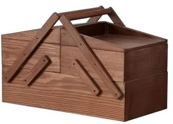 NihaoWXM Holz Nähkästchen Massivholz-Aufbewahrungsbox, tragbar, Retro-Korb aus Holz, vielseitiger Foto-Requisiten-Organizer, Vintage-Heimdekoration Nähkasten Holz