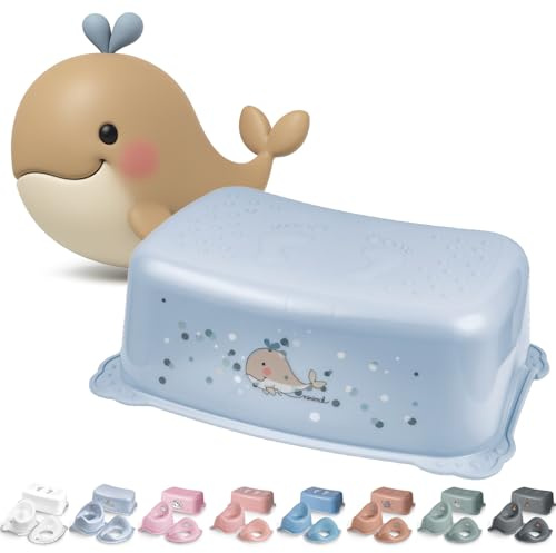 DOCARI Tritthocker Kinder Wal Blau - Kindertritt Waschbecken stabil und rutschfest - Toilettenhocker Kinder Hocker Badezimmer - Kinderhocker Tritthocker für Kinder Tritt Hocker Kinder Bad