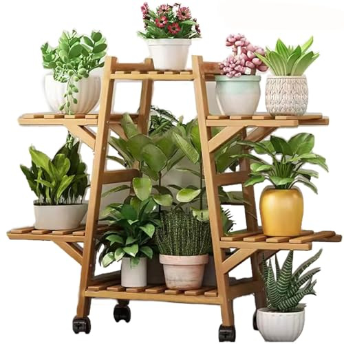 SIUQCGIPRT Plant Stand Plant Stand Indoor Outdoor Bamboo Plant Stands for Multiple Plants, Large Plant Rack Flower Holder Display Rack for Living Room, Corner, Patio, Balcony, Plant Gardening,6 Tiers