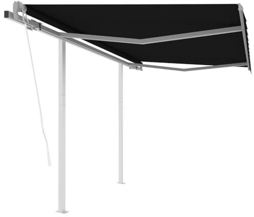 Tenda da Sole Elettrica Retrattile, 3.5x2.5m, Tessuto Poliestere con Rivestimento PU, Struttura in Alluminio e Ferro, Telecomando Incluso, Antracite, per Giardino e Terrazzo