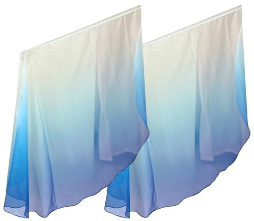 Banderas de adoración 2pcs 87x55in Semicircle Chiffon Ligera de alabanza Ligera de alabanza Banderas de baile Color Gradiente Color para la Reunión de Deportes de la Iglesia de la Danza (blanco a azu