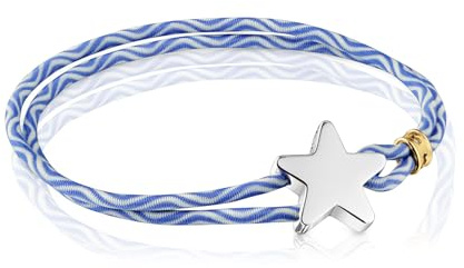 TOUS Pulsera Elástica Azul para Mujer con Motivo de Estrella de Plata de Primera Ley, Colección Sweet Dolls