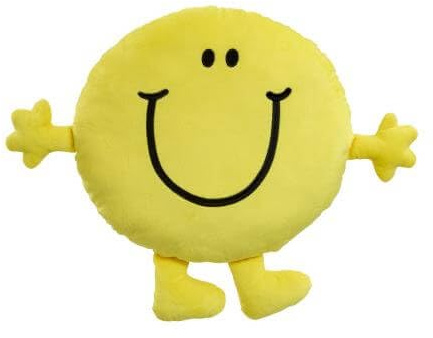 Rainbow Designs Mr Happy Large Cushion - Classic Mr. Men Character Cushions - Colourful Super-Soft Decorative Cushion for Children's Bedrooms, Living Rooms and Playroom