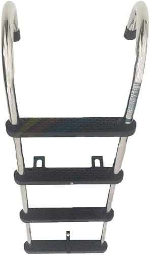 Stainless Steel Pontoon Ladder Swimming Pool 4 Step Telescoping Boat Ladder with Grips & Slip-Proof Tread, Load 200kg/440lbs