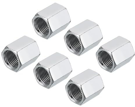 QUARKZMAN M10 x 1 Gewinde Sechskantmuffen Aus Kohlenstoffstahl 6 Stück 15mm/ 0 6 Länge Vollgewinde Gewindestangenverbinder Feingewinde Rohrverbinder Befestigungselemente Silber