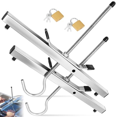 2 Pack Lockable Ladder Grips with 2 Free Padlocks, 45x40x22cm Lockable Ladder Roof Rack Clamp Lock, Universal Heavy Duty Safe Secure Ladders Clamps Mounts for Secure Ladders to Car Van Roof Racks