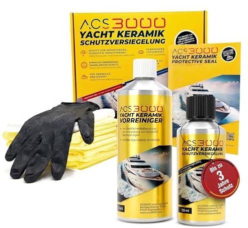 ACS3000 – Yacht Keramik Schutzversiegelung Ergänzungsset – yacht keramik versiegelung für neue Lacke, Langzeitschutz, Hochglanz Finish, Marine Beschichtung für Boote & Yachten