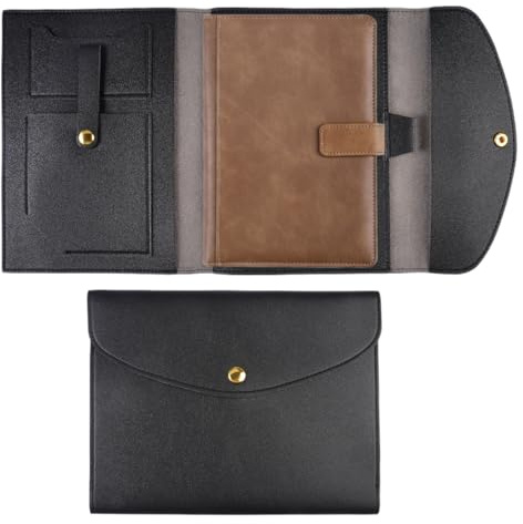 Couverture de Carnet de Notes en Cuir A5, Noir Imperméable Housse Livre A5
