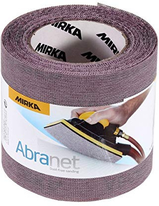 Mirka Schleifrolle Abranet 115 mm x 10 m Klett Korn P320 | Netz-Schleifrolle mit Klett P320 ideal für Holz Spachtel Lack Kunststoff hohe Abtragsleistung und lange Lebensdauer