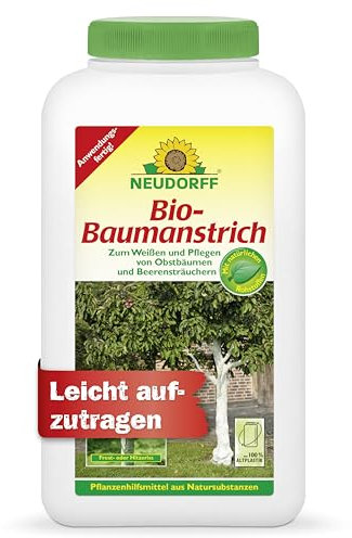 Neudorff Bio-Baumanstrich – Anwendungsfertiger Kalkanstrich zum natürlichen Weißen und Pflegen von Obstbäumen und Beerensträuchern, 2 Liter, Weiß