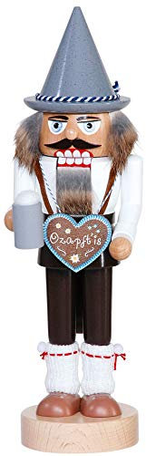 Weihnachtsdekoration Erzgebirge Holzkunst Handarbeit Nussknacker Bayer mit Herz farbig ca. 30,0 cm