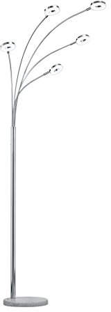 Reality Leuchten LED Bogenleuchte Rennes R42415106, Metall Chrom, Kunststoff weiß, inkl. 5x 4 Watt LED