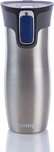Contigo Vaso Termico Byron Snapseal, Termo Café, Taza de Viaje en acero inoxidable, Vaso Termo antigoteo, Copa con Tapa fácil de limpiar sin BPA, 470 ml, Gris(Grey)