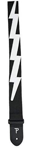 Perri's Leathers Ltd. - Sangle de Guitare - Nylon - Noir Éclair Blanc - Ajustable - Pour Guitares Acoustiques / Basses / Électriques - Fabriquée au Canada (NWSLB-234)