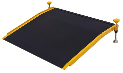 26 Wheelchair Door Threshold Ramp, 400 lb Capacity, Entrance Ramp, Adjustable 2.75 to 6.6 H, Silver Spring, 31.5 W
