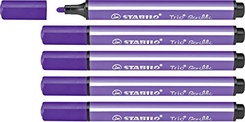 STABILO Trio Scribbi - Pennarello triangolare con punta ammortizzata - Confezione da 5 - Viola