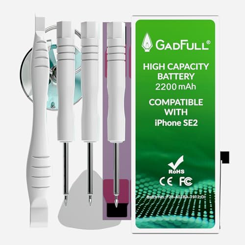 GadFull Batteria ad Alta Capacità compatibile con iPhone SE 2 | 2024 Data di produzione | incl. Set di riparazione manuale & Kit strumenti Profi | Nuova Batteria Cellulare Extra
