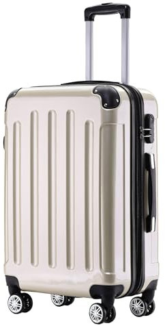 BEIBYE Zwillingsrollen 2048 Hartschale Trolley Koffer Reisekoffer Taschen Gepäck in M-L-XL-Set (Champagner, M)