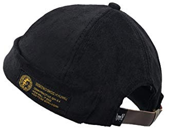 XueXian Vintage Dockermütze Dockercap Bikermütze Hafenmütze Sommermütze Fischerhut für Damen und Herren(Schwarz)